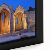 Extra large black wall art featuring a textured scene of Rhodes, Greece in vibrant colors on framed canvas.