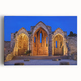 Black and white image of Rhodes, Greece on stretched canvas, ideal for kitchen wall art.