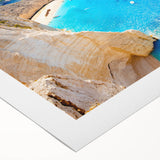 Art deco poster featuring a serene European landscape in pastel shades on rolled canvas, suitable for dining room decor.