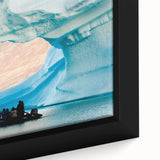 Extra large black wall art on framed canvas depicting a textured, colorful Greenland scenery, ideal for living room decor.
