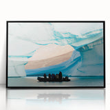 Large abstract wall art depicting a minimalist Greenland scenery in muted green and black tones on framed acrylic.
