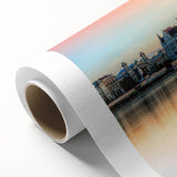 Art Deco style poster of a European scenery in pastel colors on rolled canvas, ideal for nursery wall art.