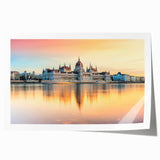 Rolled print of a European landscape with floral elements in muted earth tones, ideal for dining room wall art.