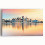 Black and white stretched canvas of a European cityscape, ideal for kitchen wall art or bedroom ambiance.