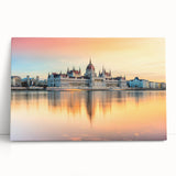 Black and white photo of a European cityscape on a large stretched canvas, suitable for kitchen wall art.