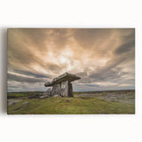 Black and white image of an Irish landscape on stretched canvas, ideal for kitchen wall art.