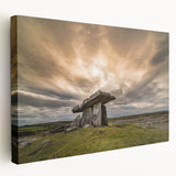 Large canvas print of a serene Irish landscape in muted green and blue tones, suited for kitchen wall art.