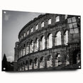 Acrylic print of the Colosseum in Rome with neutral and earth tones, ideal for dining room decor.