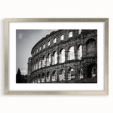 Extra large framed print of the Colosseum in Rome with textured detailing, ideal for living room decor.