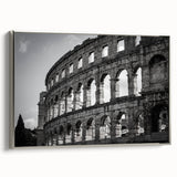 Framed canvas of the Colosseum in Rome with muted earth tones, ideal for adding a vintage touch to any living space.