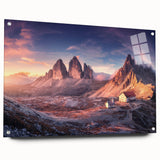 Acrylic print of the Dolomites in Italy featuring a detailed landscape, ideal for bedroom or dining room decor.