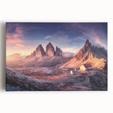 Black and white stretched canvas of the Dolomites in Italy, suitable for kitchen wall art or bedroom.