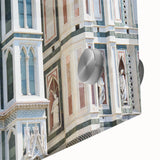 Large abstract depiction of Florence in muted earth tones on acrylic glass, ideal for dining room art.