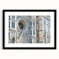 Abstract art print of Florence scenery in vibrant colors on a large framed canvas, ideal for living room decor.