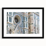 Abstract art print of Florence scenery in vibrant colors on a large framed canvas, ideal for living room decor.