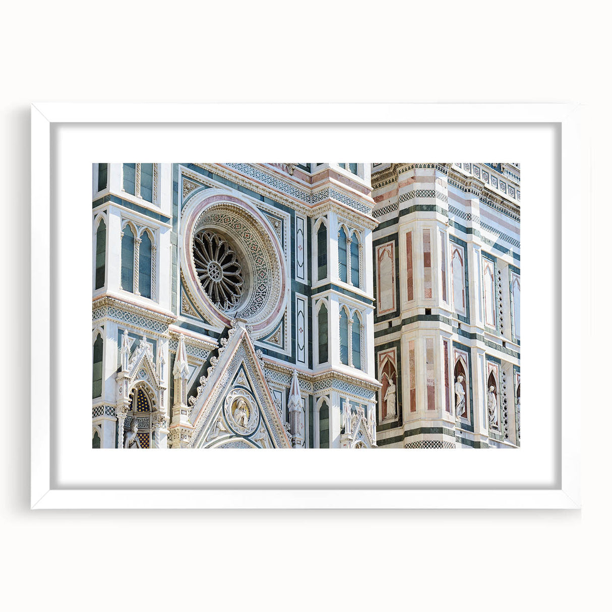 Textured art print of Florence skyline in muted earth tones on a framed white mat, suitable for bedroom decor.