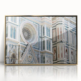 Framed acrylic print of Florence skyline in muted gold and brown tones, ideal for modern art wall decor.