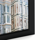 Framed canvas of Florence scenery in black with colorful, textured details, ideal for living room decor.