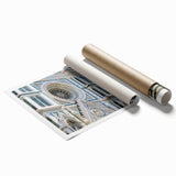 Extra large rolled print of Florence scenery with floral accents in soft color tones.