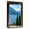 Acrylic print of Lake Como with vibrant blue and green tones, ideal for dining room decor.