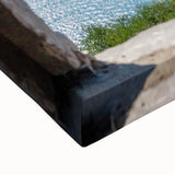 Large art of Lake Como in black and white on stretched canvas, ideal for bedroom wall decor.