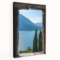 Lake Como scenic print on stretched canvas featuring a detailed view of tranquil waters and surrounding mountains.