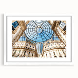 Textured abstract art print of Milan scenery in muted earth tones on a framed white mat, suitable for bedroom art.