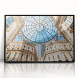 Large abstract wall art depicting Milan's cityscape in muted earth tones on a framed acrylic.