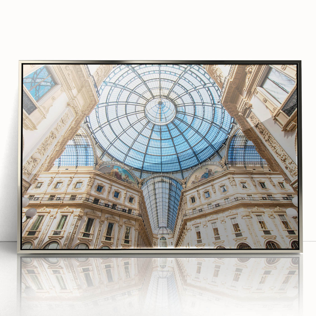 Large art print of Milan scenery in muted earth tones on framed acrylic, ideal for modern art wall decor.