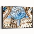 Black and white framed canvas of Milan landscape, ideal for bedroom wall art with a vintage poster style.