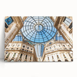 Black and white stretched canvas featuring a detailed Milan cityscape, ideal for kitchen wall art.