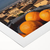 Art deco poster of Mount Etna in muted earth tones on rolled canvas, suitable for dining room or bathroom wall art.