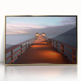 Art deco poster of Naples scenery with gold frames, acrylic print, suitable for modern art wall decor or nursery.