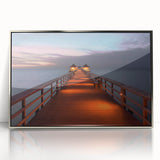 Large art print of Naples, Italy, in muted earth tones on a silver-framed acrylic, ideal for modern art wall decor.