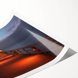 Extra large wall art featuring line art flowers over a Naples, Italy, scenery on a rolled print.