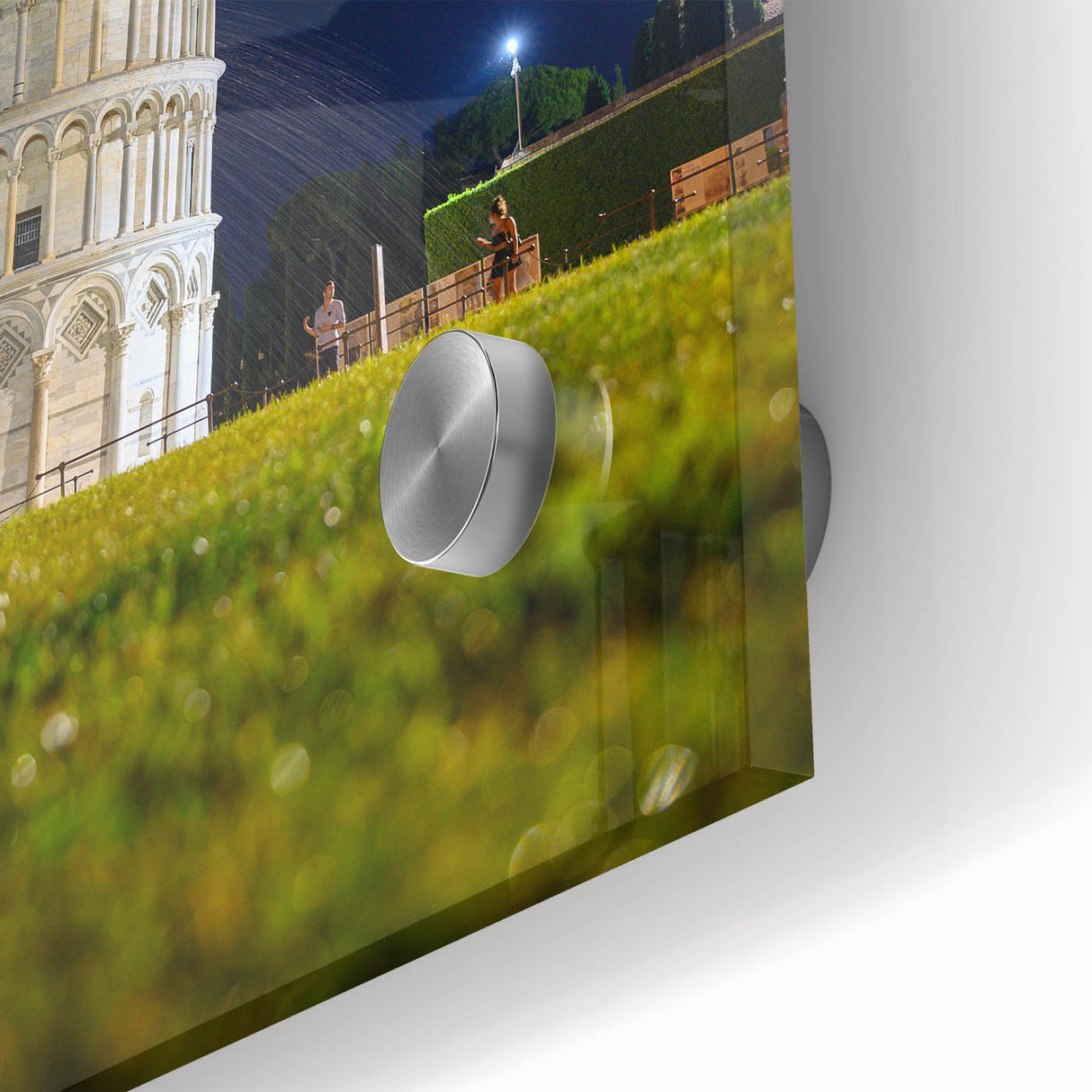 Mid-century modernist style acrylic print of the Pisa landscape, in muted earth tones, ideal for dining room art.