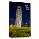 Acrylic print of the Leaning Tower of Pisa in muted sepia tones, ideal for bedroom or dining room art.
