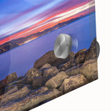 Large abstract wall art of Portofino, Italy in vibrant hues on acrylic glass, ideal for dining room art.