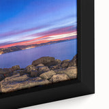 Extra large framed canvas depicting a textured, colorful scene of Portofino, Italy, ideal for living room decor.