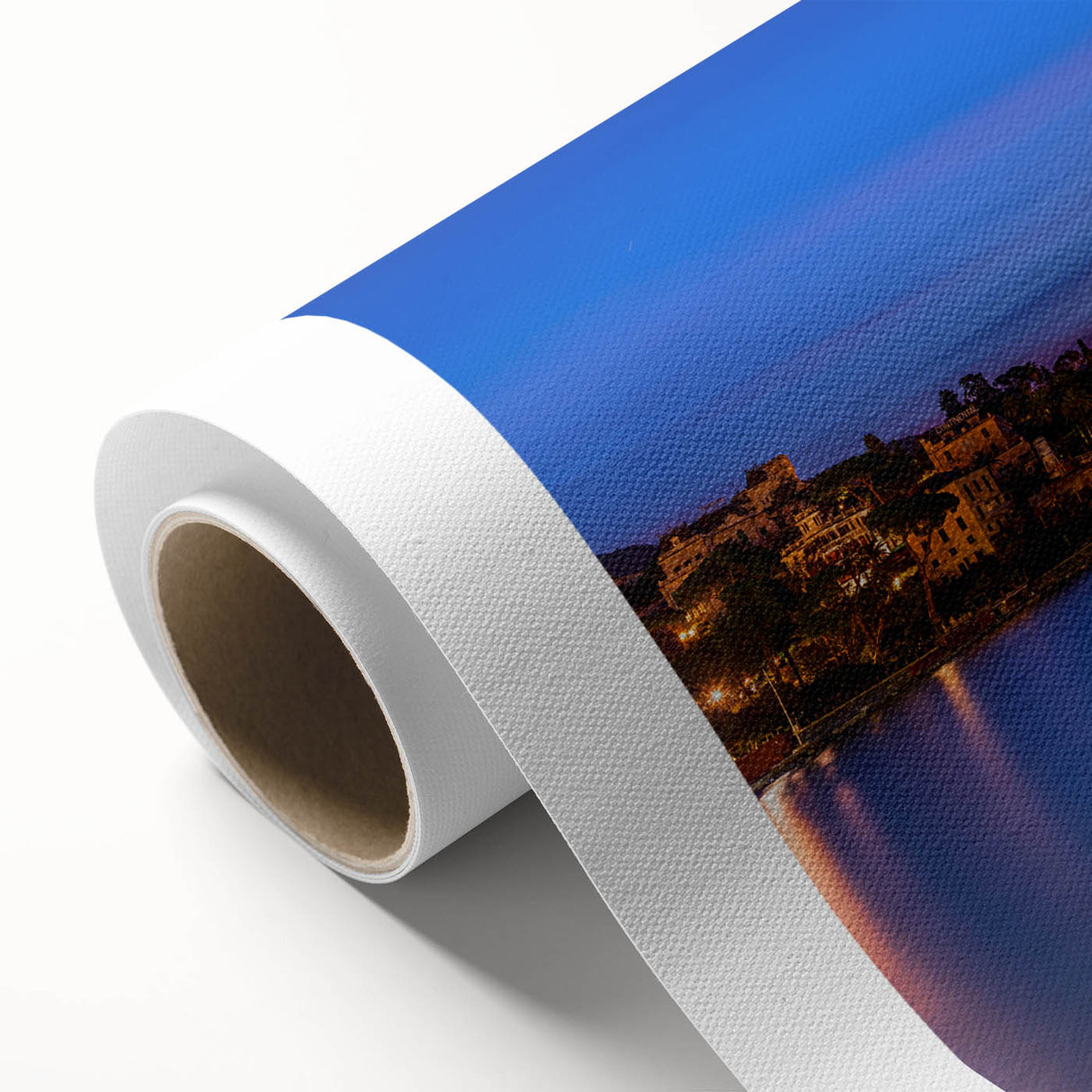 Art deco poster of Portofino, Italy, featuring soft pastel colors on rolled canvas, ideal for nursery wall art.