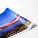 Extra large wall art of Portofino, Italy, featuring line art flowers in muted colors on a rolled print.