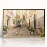 Art deco poster of Rome scenery in muted gold and ivory tones on acrylic, ideal for modern art wall decor.