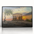 Large abstract wall art depicting a Sicilian landscape in muted earth tones on a framed acrylic.