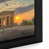 Black canvas wall art of Sicilian landscape in colorful, textured style, ideal for large living room decor.