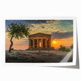 Extra large rolled print of Sicilian scenery with vibrant floral elements, ideal for art wall dining room.