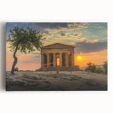Black and white stretched canvas of Sicilian landscape, ideal for kitchen wall art or bedroom ambiance.
