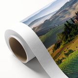 Art Deco style poster of Tuscany landscape in muted earth tones on rolled canvas, ideal for nursery wall art.