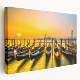 Venetian canal scene in muted watercolor tones on large stretched canvas, suitable for kitchen wall art.