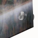 Large abstract wall art depicting a European scenery in Latvia, rendered in mid-century modernist style on acrylic glass.