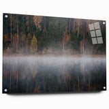 Acrylic print of a large abstract depiction of a European landscape in muted earth tones, ideal for dining room decor.